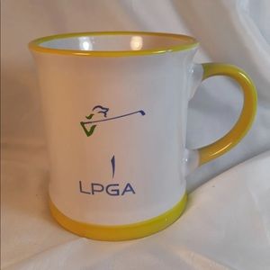 LPGA Gold collectors mug cup yellow white coffee